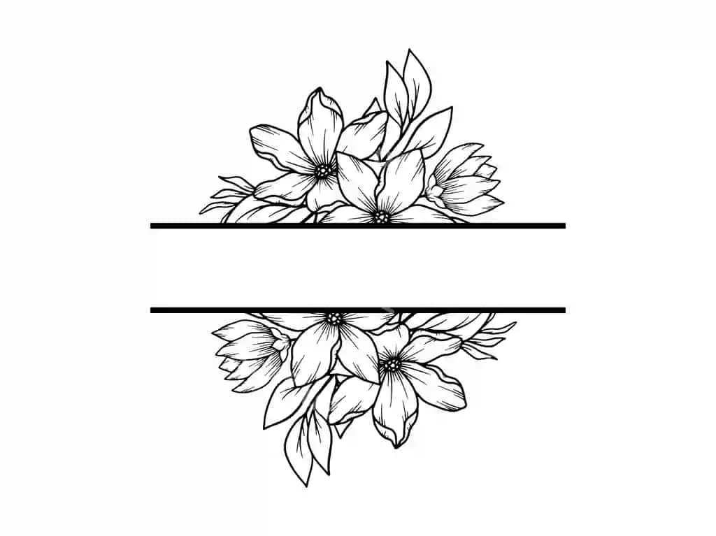 Ramka gul chizma chiziq san'ati | Frame flower sketch line art