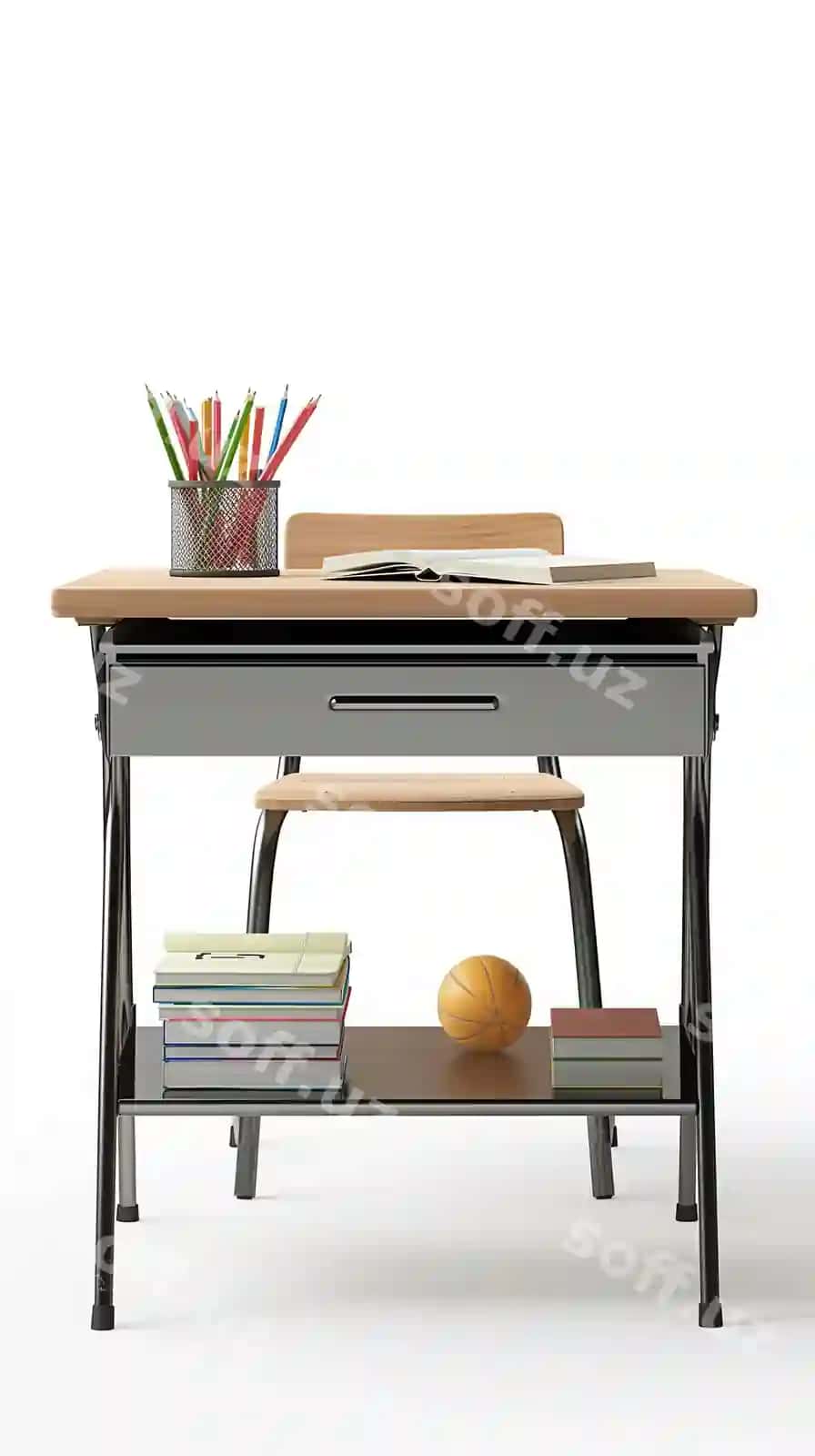 Stol qalamalar bilan qalamalar bilan qalamalar bilan u | Desk with pencils pencils pencils it