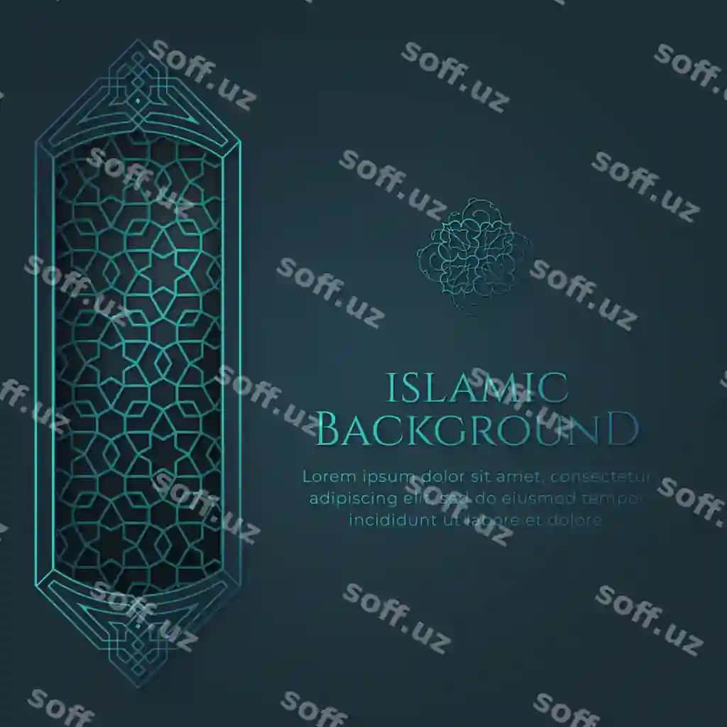 Islomiy arabcha ko'k fonda dekor ramkali | Islamic arabic blue background with ornament frame