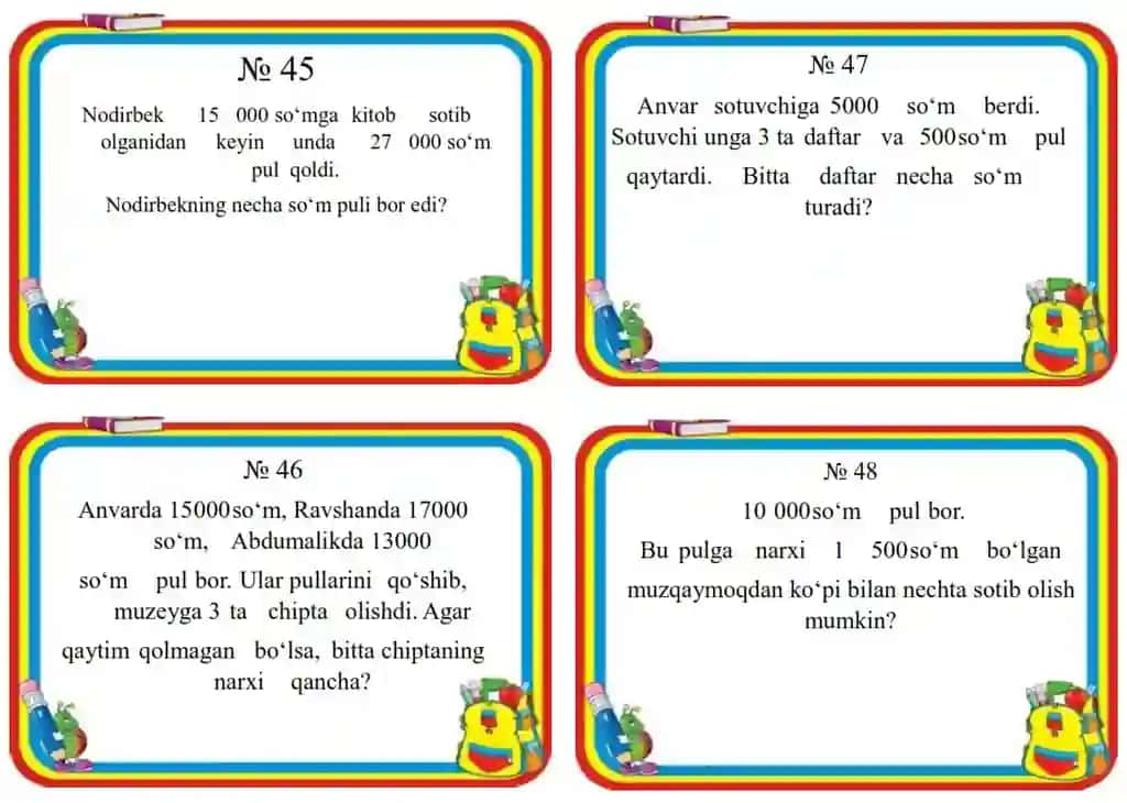 Matematika fanidan masalalar to'plami