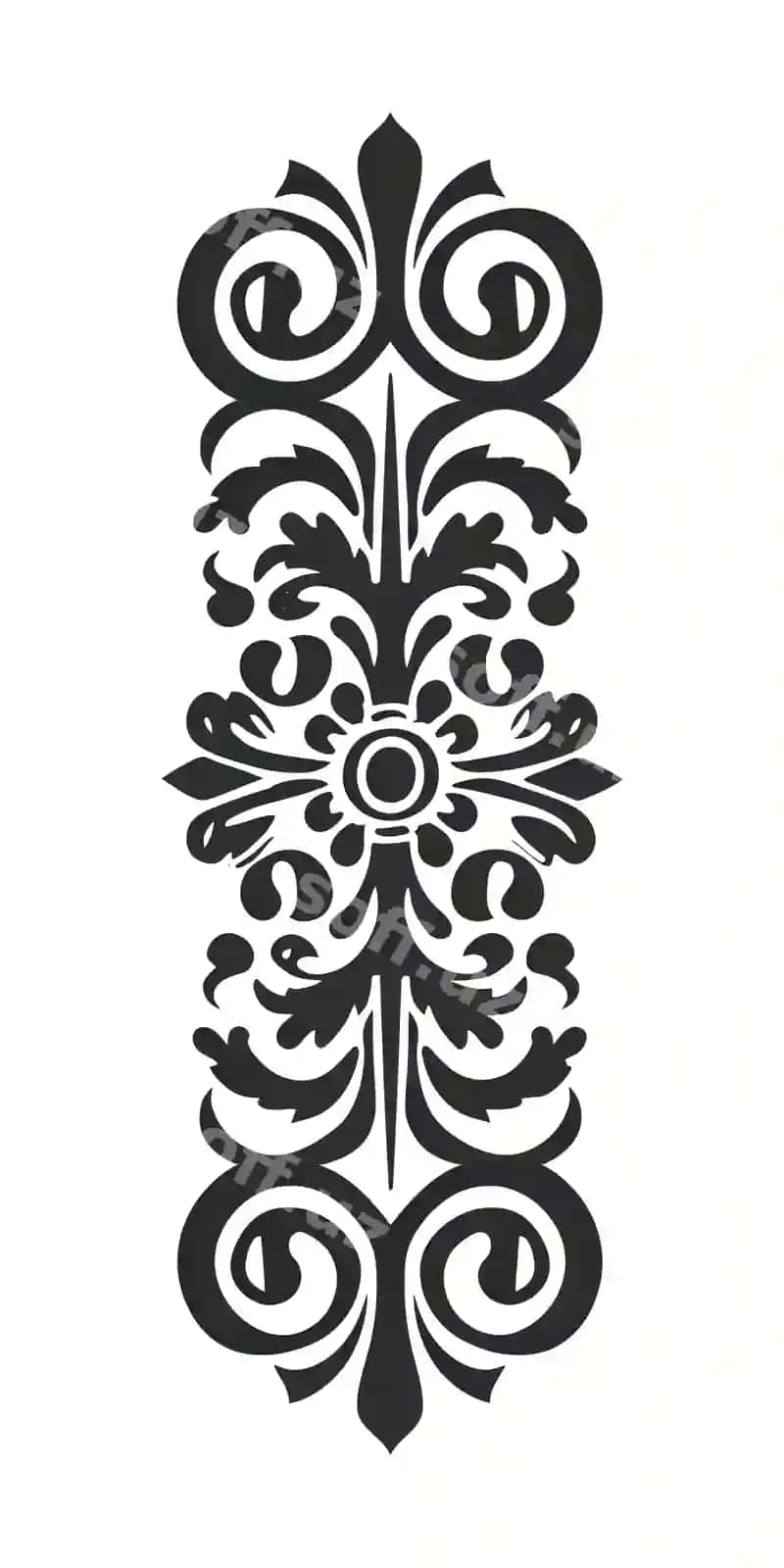 Elegant simmetrik vertikal dekorativ florlış dizayni | Elegant symmetrical vertical ornamental flourish design