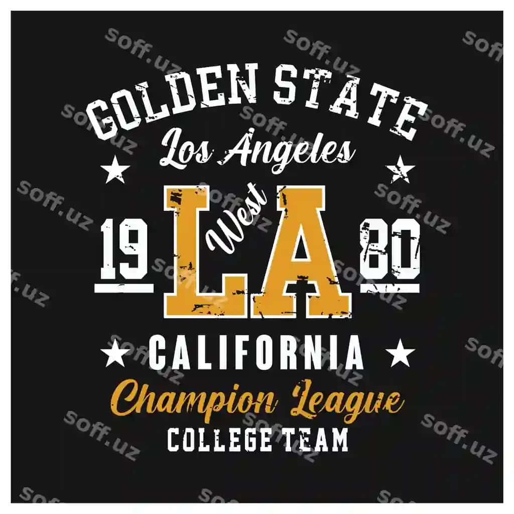 Los Angeles Kaliforniya Oltin shahar tipografiya dizayni futbolka | Los angeles california golden state typograpy design t shirt