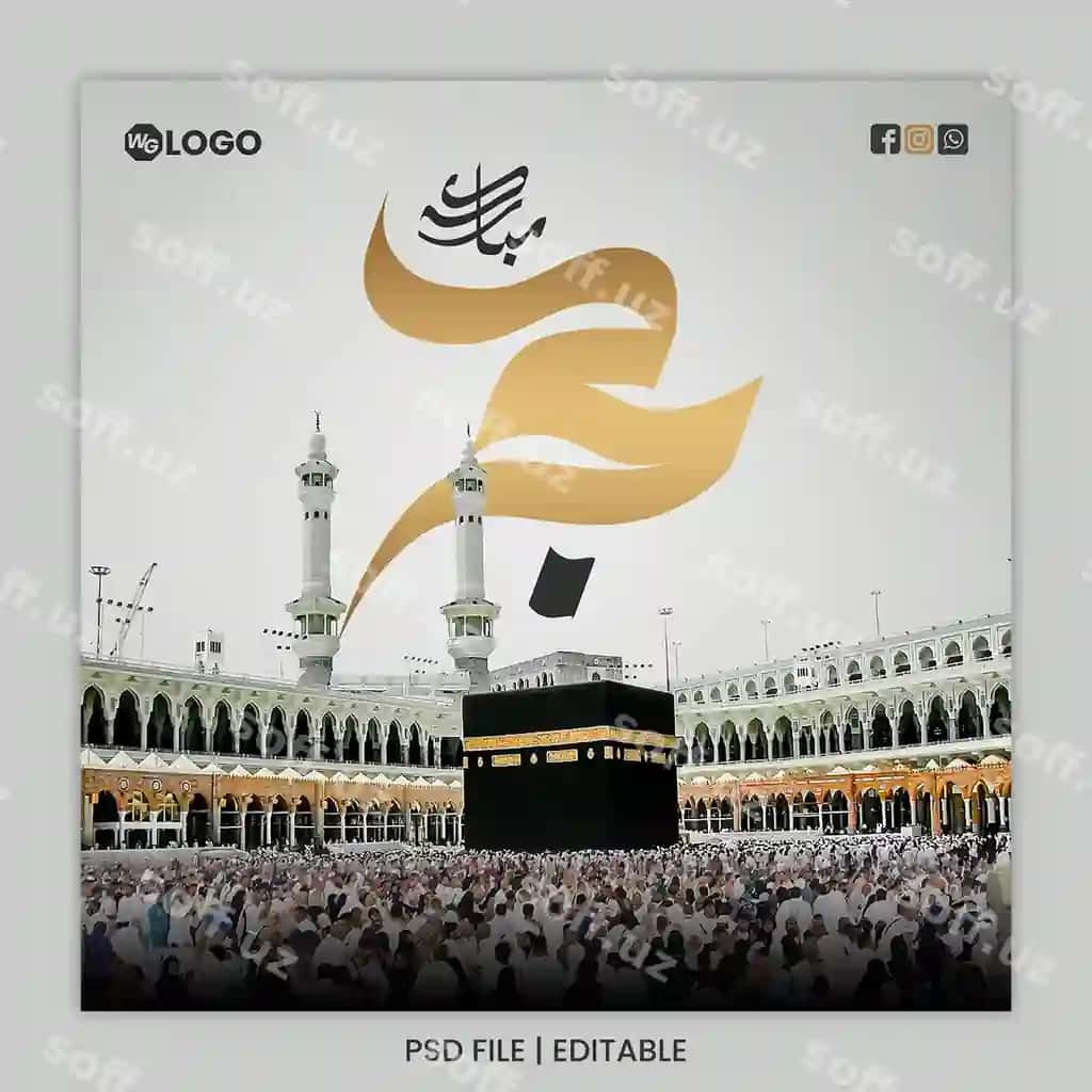 Hajj muborak islamiy ijtimoiy media post banner shabloni | Hajj mubarak islamic social media post banner template