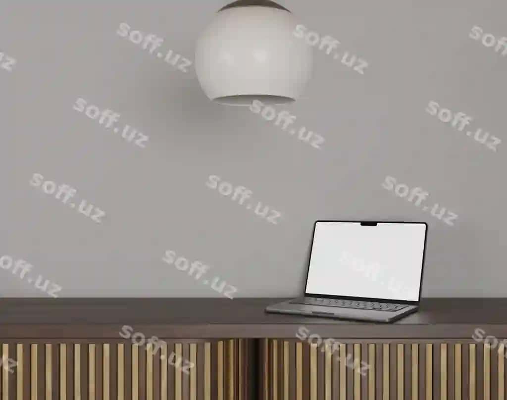 Noutbuk neon ikonka bilan namuna dizayni | Laptop with neon sign mockup design