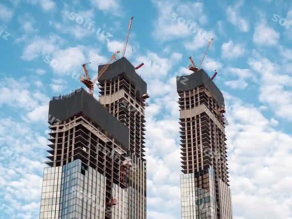 Qurilish ish joyi baland binolar | Construction work site high rise building