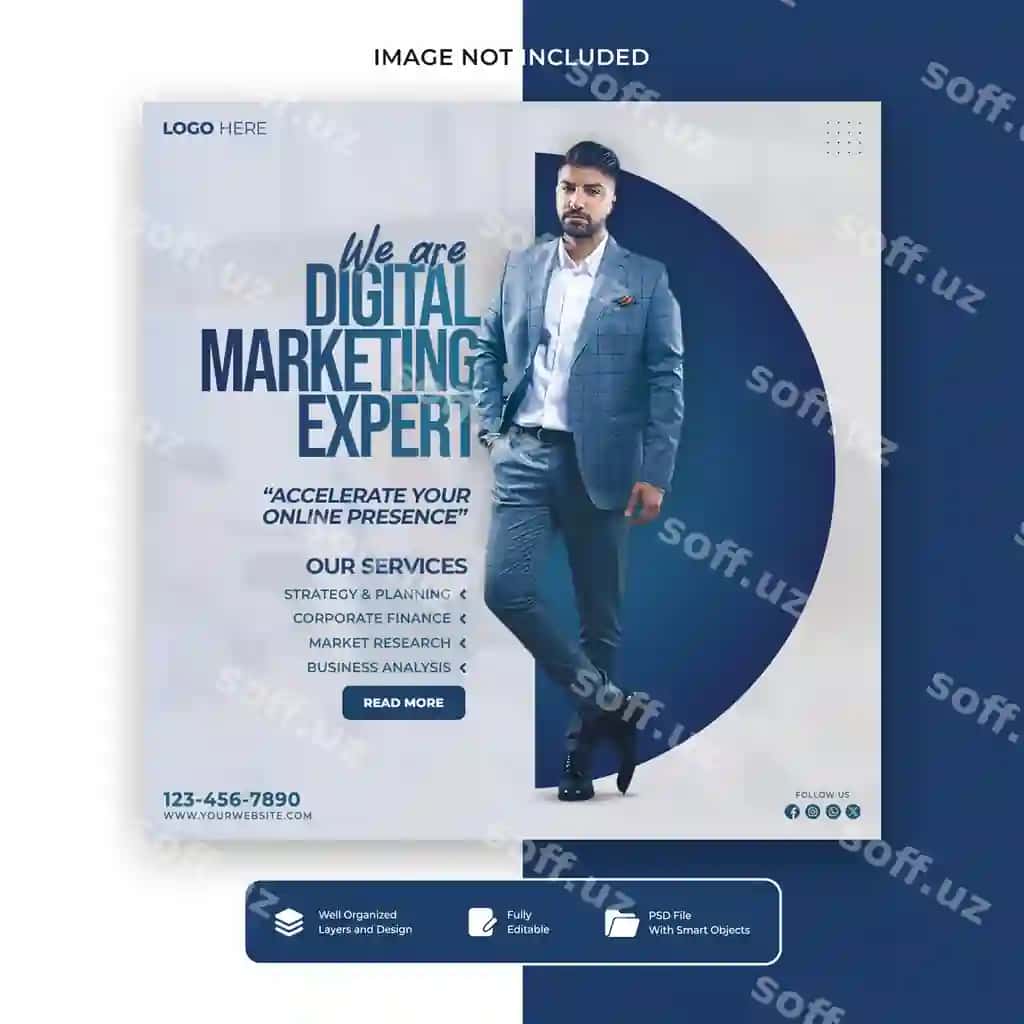Raqamli marketing agentligi uchun ijtimoiy tarmoqlarda marketing post shabloni | Digital marketing agency social media marketing post template