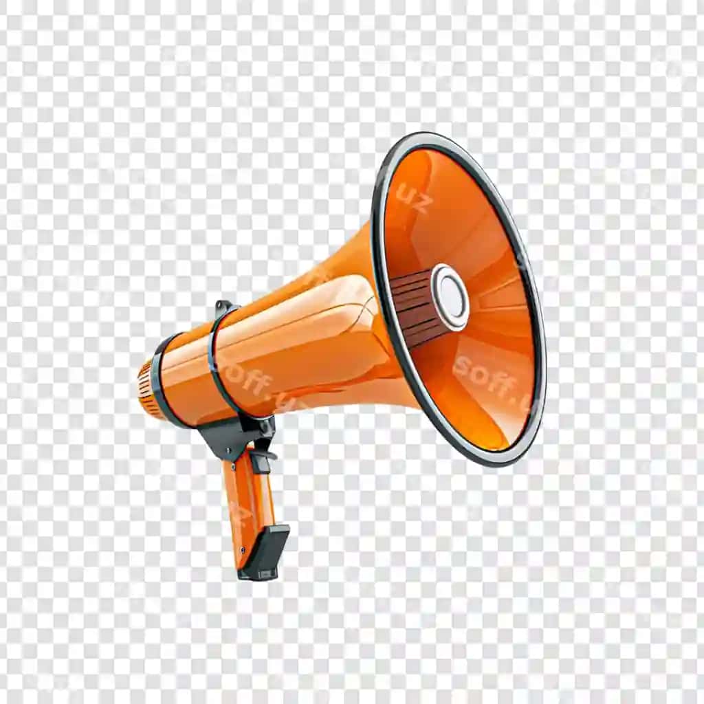 Megafon modeli ajraltirilgan shaffof orqa fonda | Megaphone mockup isolated transparent background