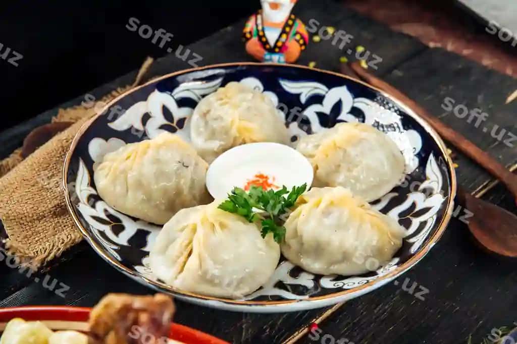 Markaziy Osiyoda manti an'variy taom | Central asian dumplings manti traditional plate