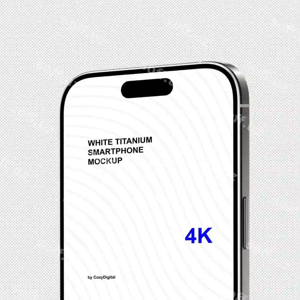 Oq titanium iPhone 16 Pro mockup yaqin ko'rinish ekran ilova ikonalari | White titanium iphone 16 pro mockup close view screen app icons