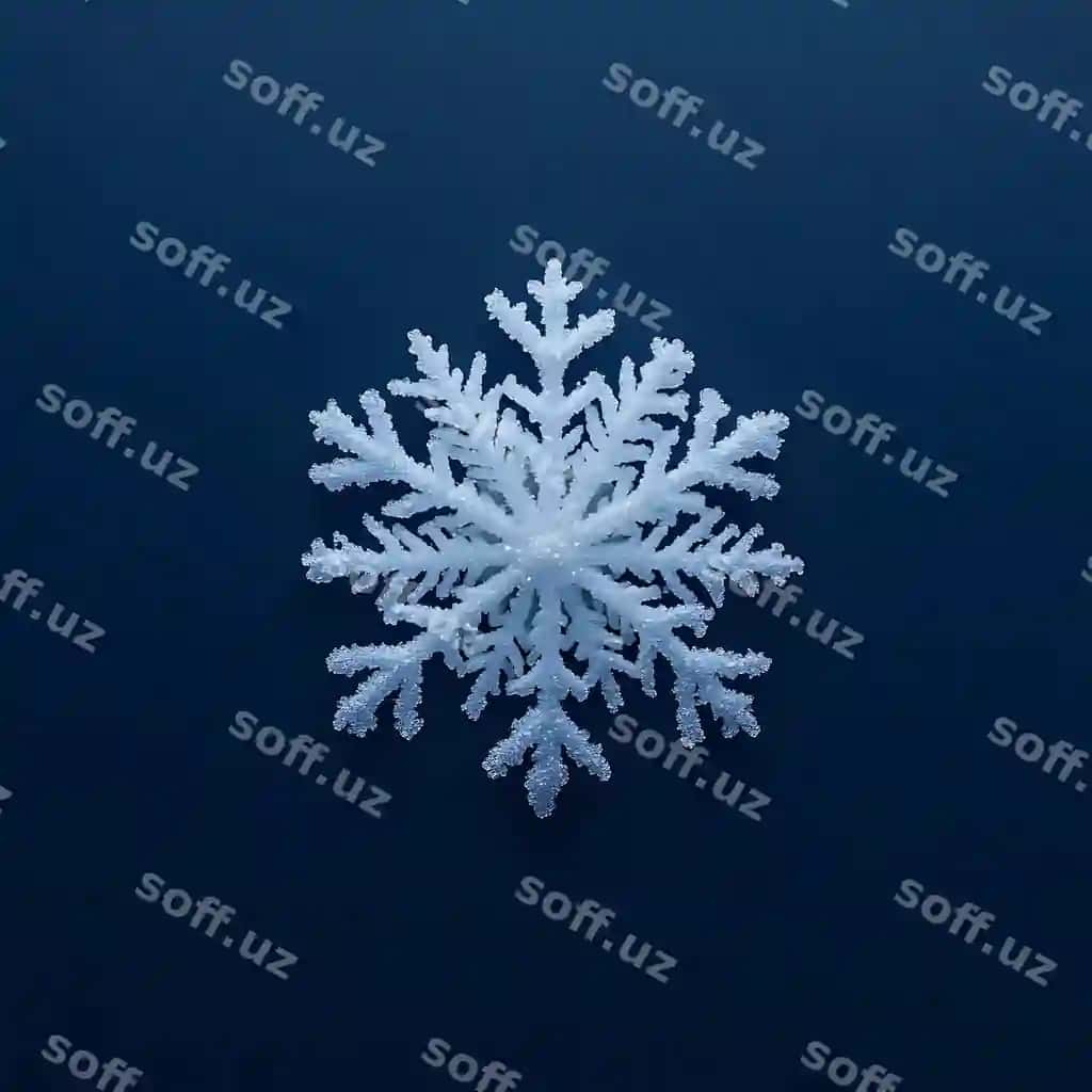 Oq qor bobosi qora ko'k orqa fonda | White snowflake dark blue background