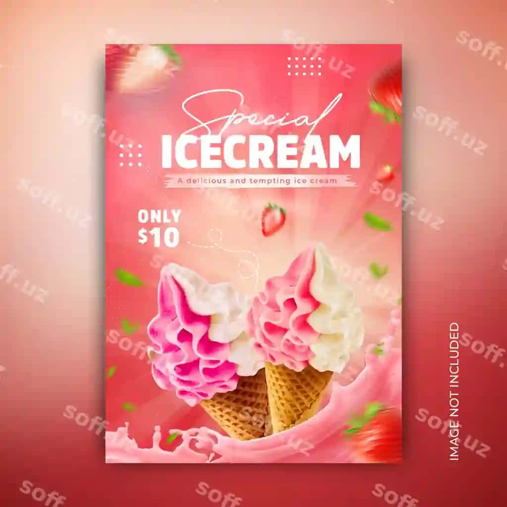 Mazali muzqaymoq ovqat menyu chiqim ijtimoiy tarmoqlar banner shabloni | Delicious ice cream food menu flyer social media banner template