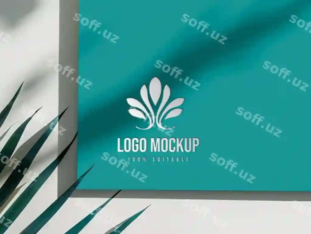 Ko'k qog'ozda qora logotipli mockup | Blue paper with black logo mockup
