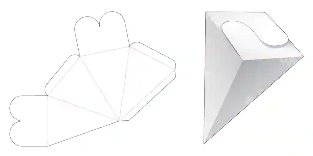 Yopiq fliplama piramida qutisi die cut shabloni | Locked flip pyramid box die cut template