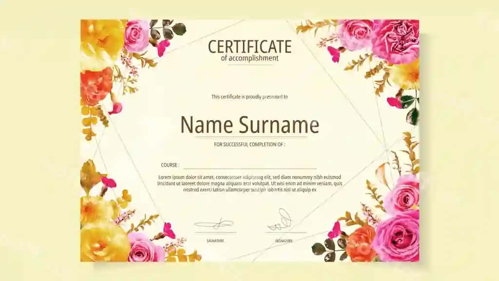 Gulli gul sertifikat tugatish a'lochilik ishtikshilik kurslar | Floral flower certificate completion excellence attendance courses