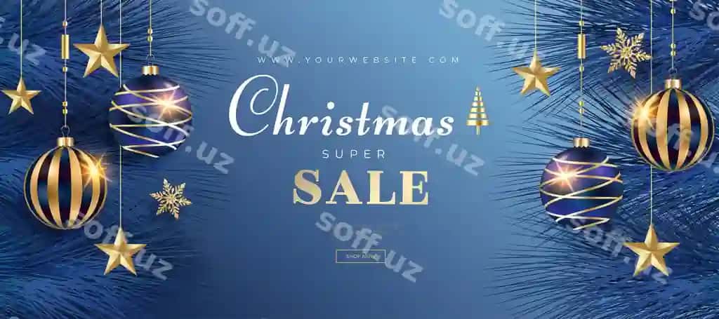 Haqiqiy Rojdestvo Aktsiya Banner Shabloni | Realistic christmas sale banner template