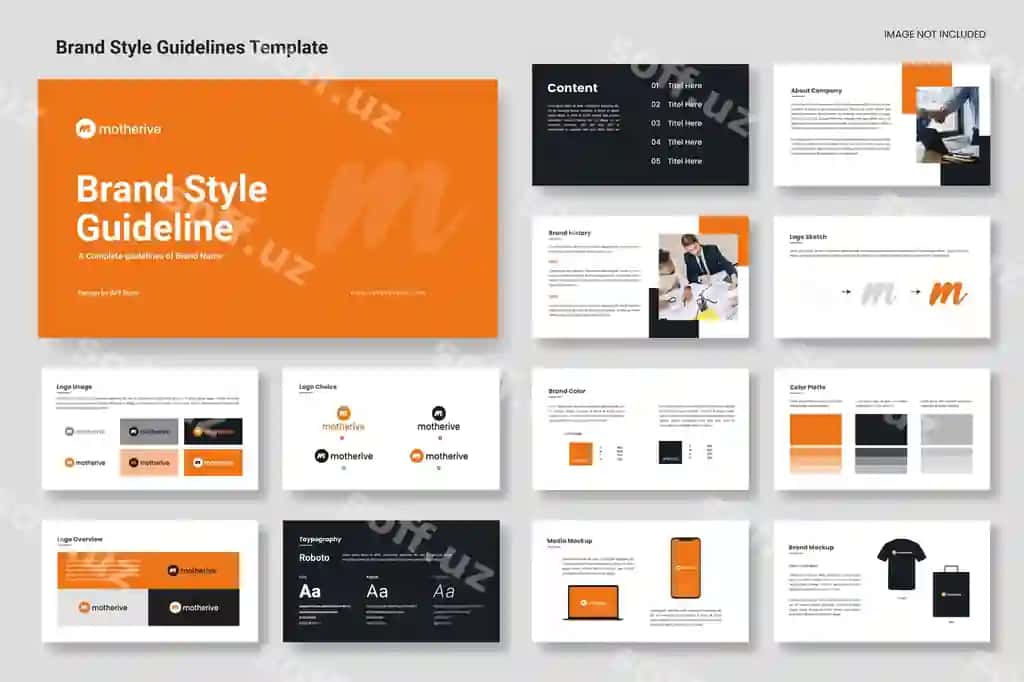 Marka uslubi qo'llanmasi shabloni marka identifikatsiyasi taqdimoti layouti | Brand style guideline template brand identity presentation layout