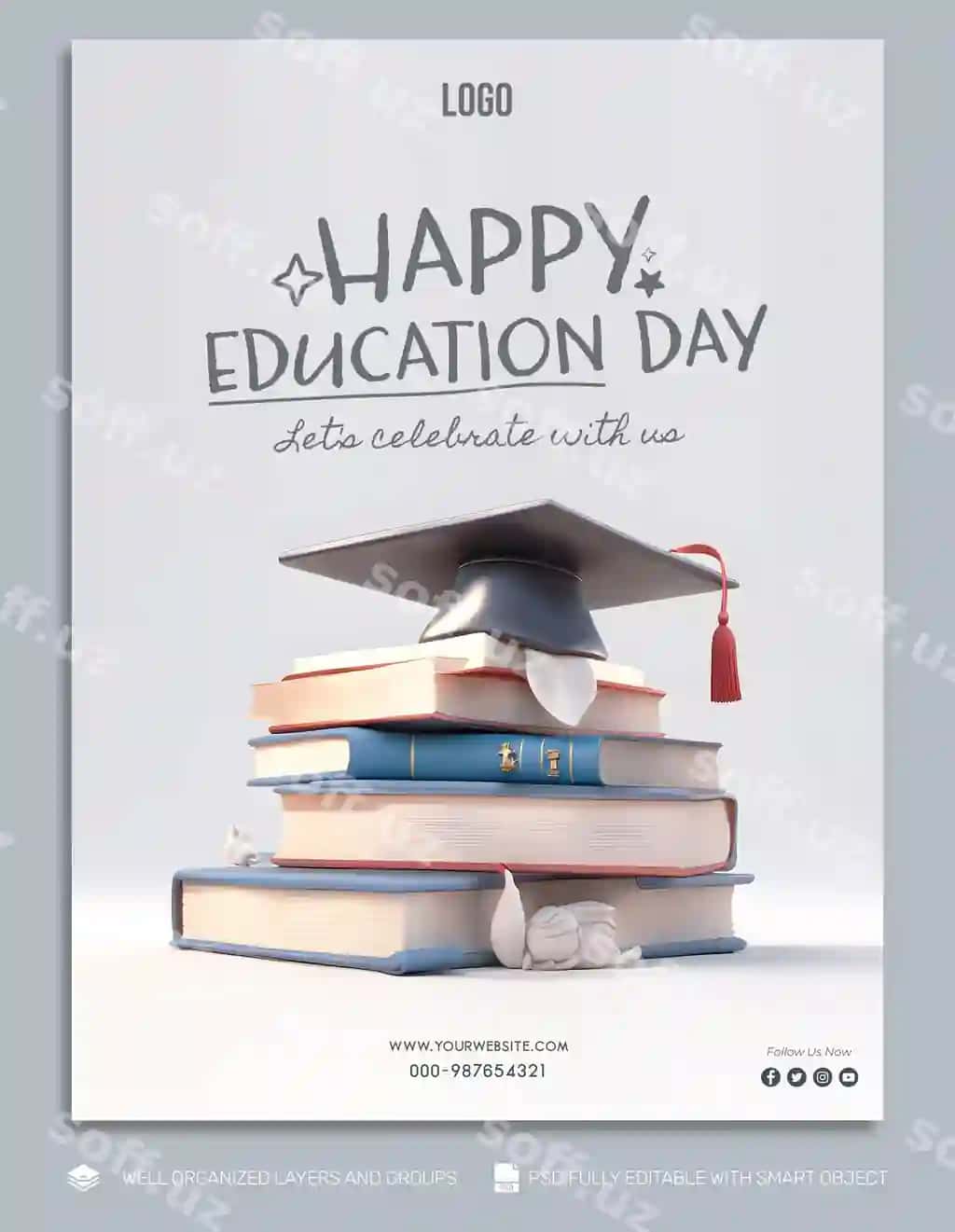 Psd shablon baner flyer xalqaro ta'lim kun ijtimoiy media | Psd template banner flyer international education day social media
