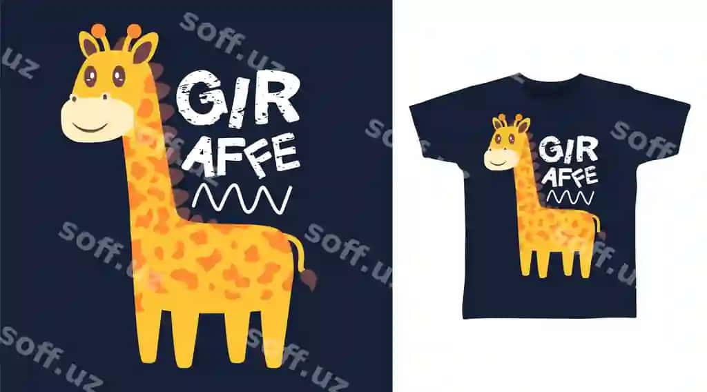 Chiroyli jangiri karykatur futbolka san'at dizaynlari | Cute giraffe cartoon tshirt art designs