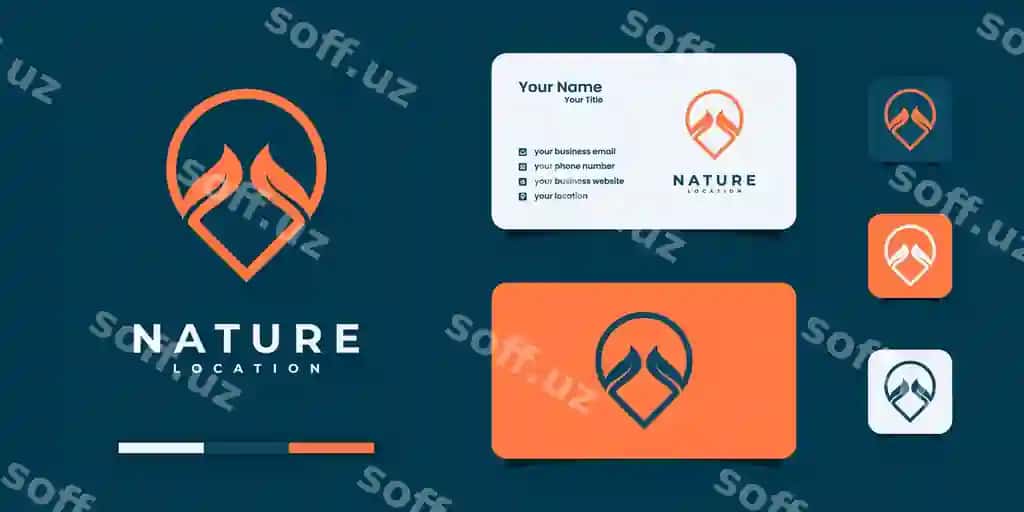 Pin yaproq logotipi joylashuvi yaproq logotip dizayni vektor shablon | Pin leaf logo location leaf logo design vector template