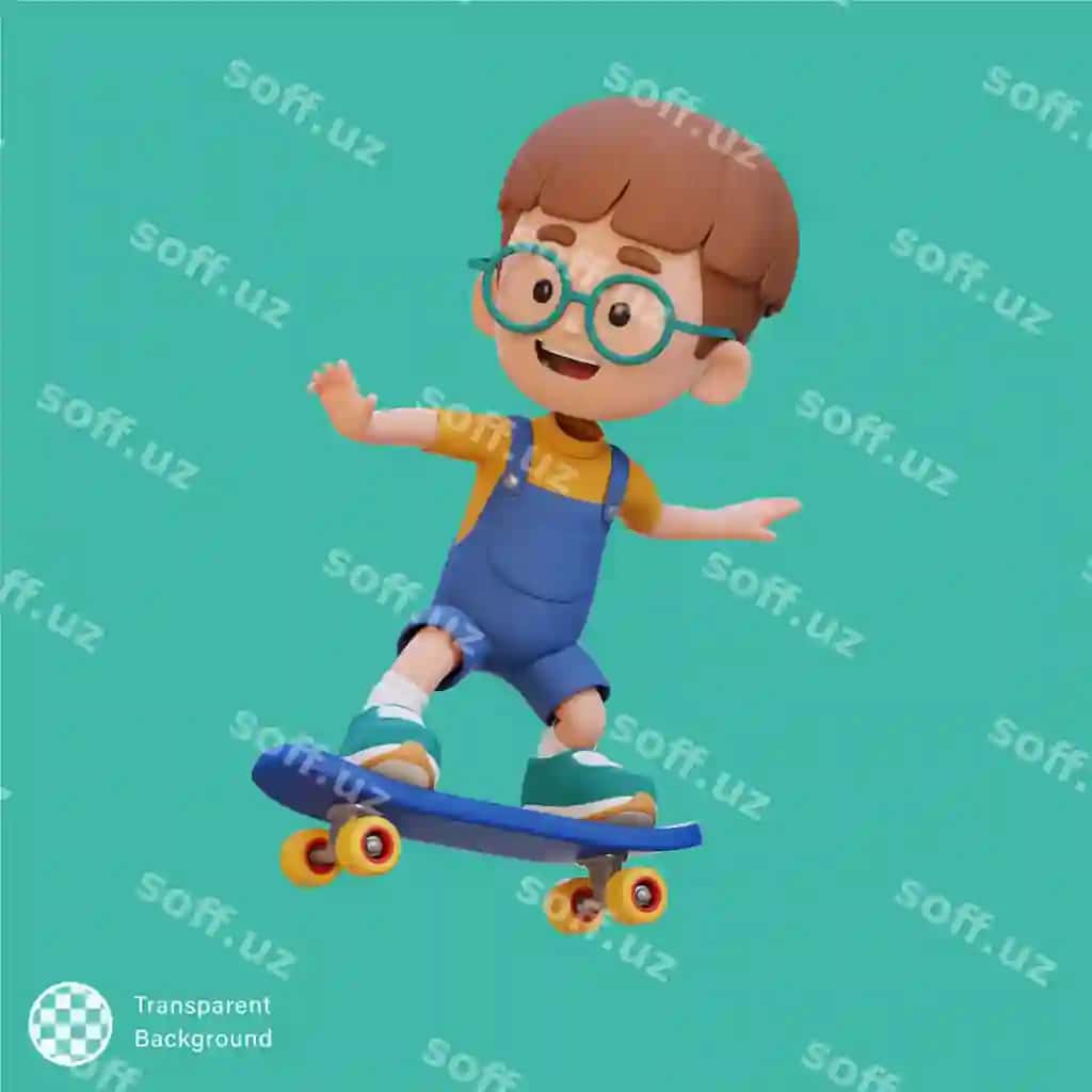 3d bolalik xalq qahramoni skaytboardda ride | 3d kid character ride skateboard
