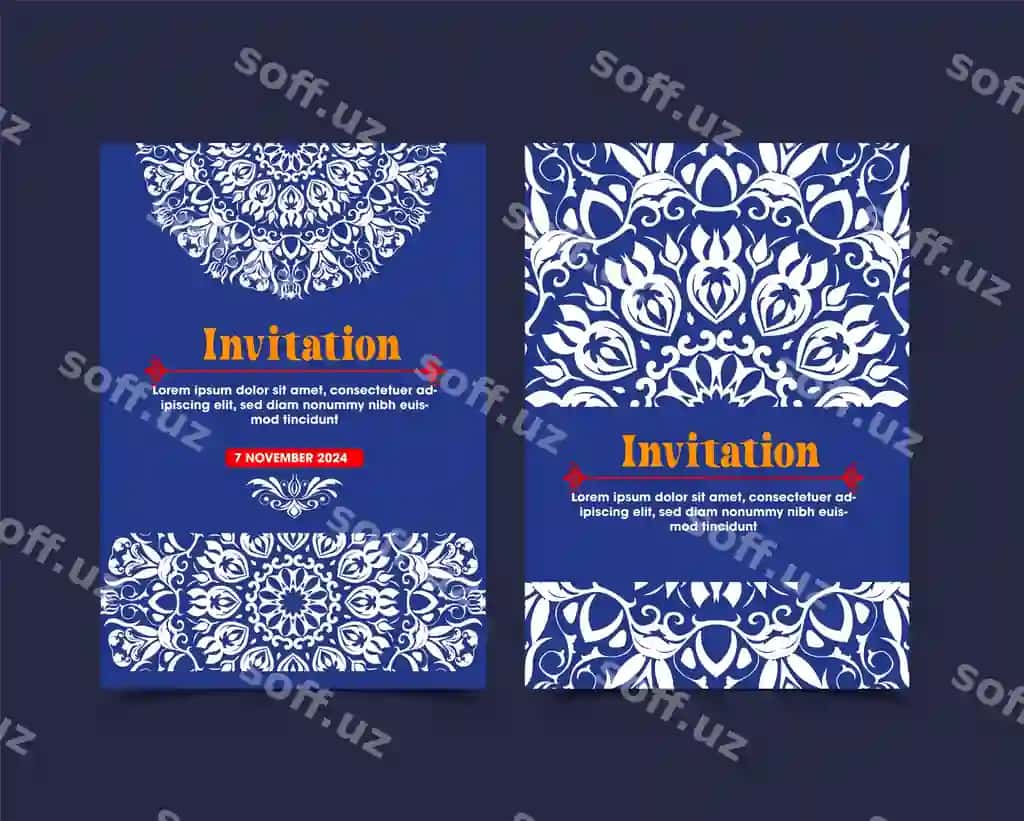 Ikki dona turerga bag'ishlangan gulli mandala naqshli karta | Set two wedding cards with floral mandala pattern cover