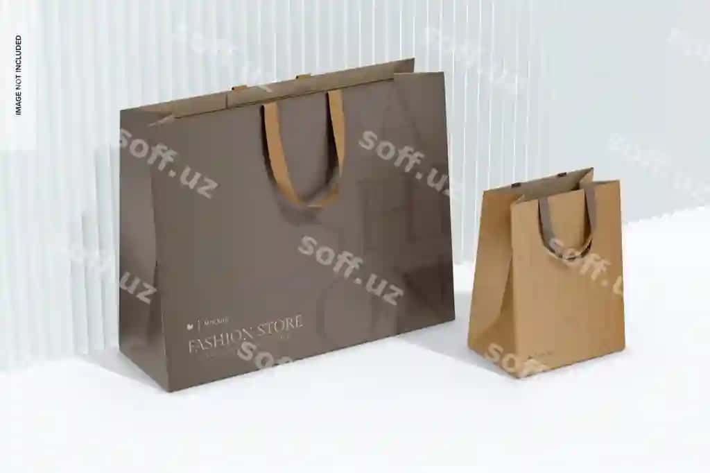 Moda do'kon sumkalar namuna perspektivasi | Fashion store bags mockup perspective