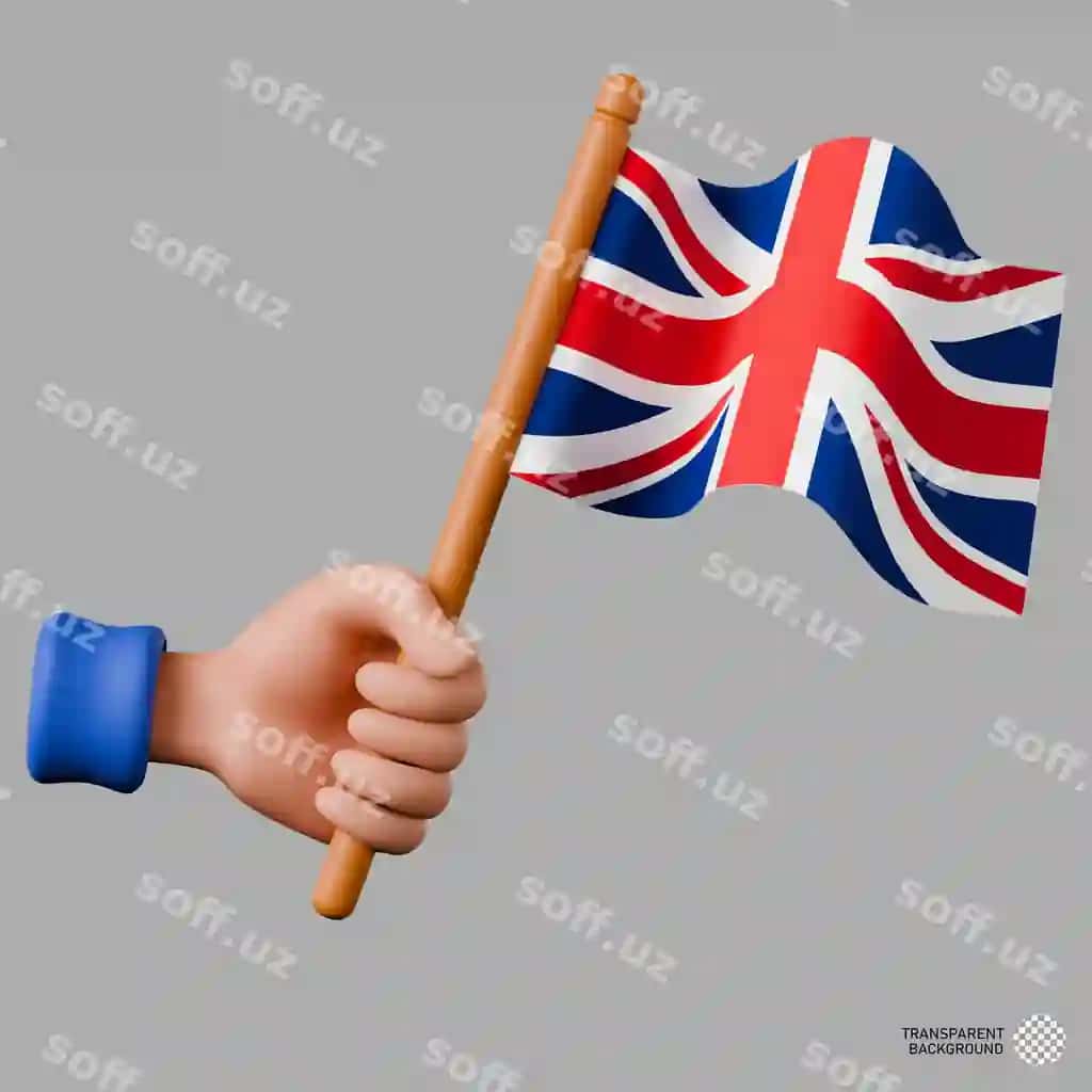 3d illustratsiya qo'l tutgan Birleshgan Qirollik bayrog'i | 3d illustration hand holding united kingdomflag