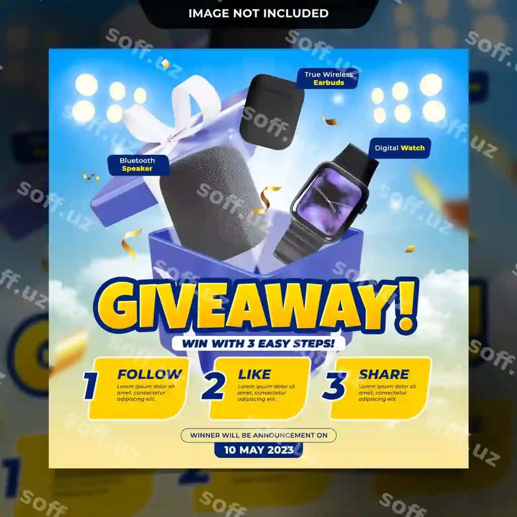 Sovg'a tanlovi uchun ijtimoiy media post shabloni | Giveaway contest social media post template