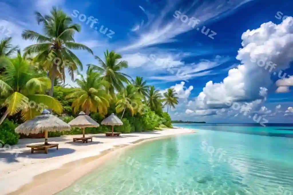 Maldives orollari okean tropik pochtasi | Maldives islands ocean tropical beach