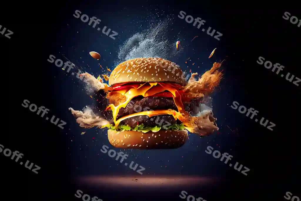 Burger qora orqa fonda generativ AI | Burger dark background generative ai