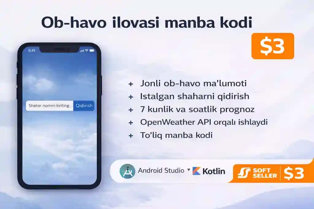BU maxshulotda siz havo haroratini hohlagan shaharingizda turib korishingiz mumkin