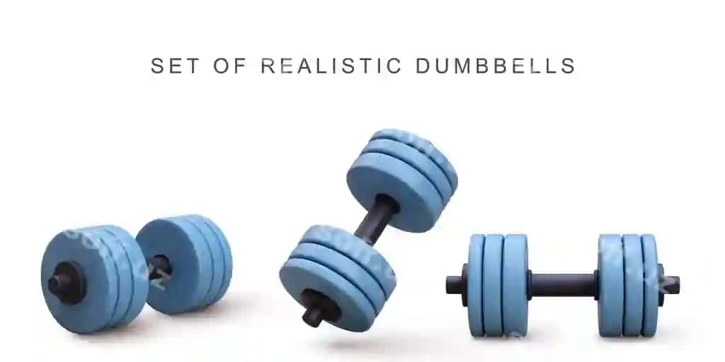 3d haqiqiy ko'k juftlik shtingi oq fonda vektor illustratsiyasi | 3d realistic blue set dumbbells white background vector illustration
