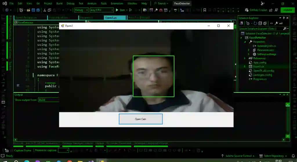 C# da Webcamera FaceDetector ilovasi