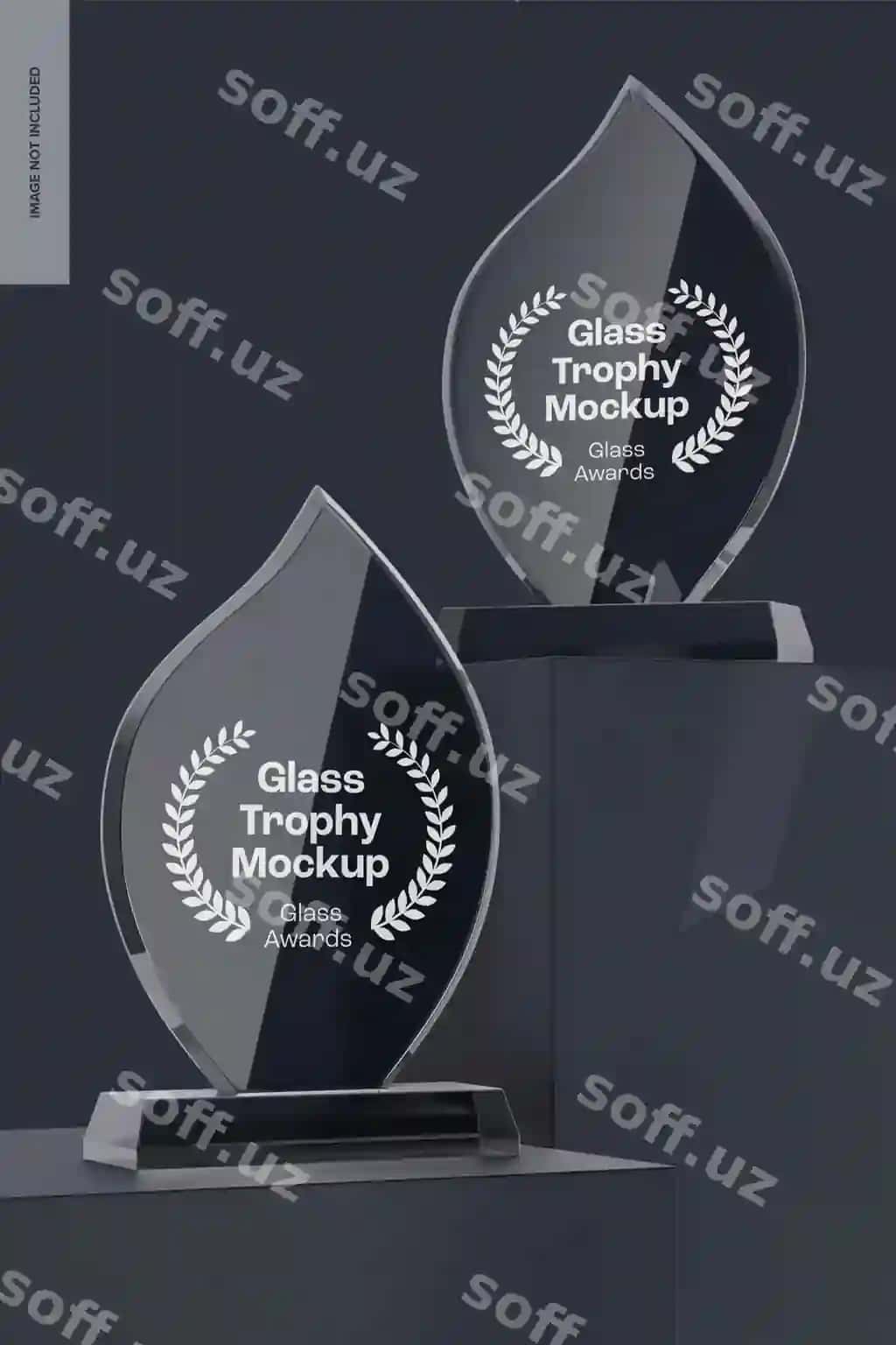 Shisha sovg'alar namunasi chap va o'ng tomondan ko'rinish | Glass trophies mockup left right view