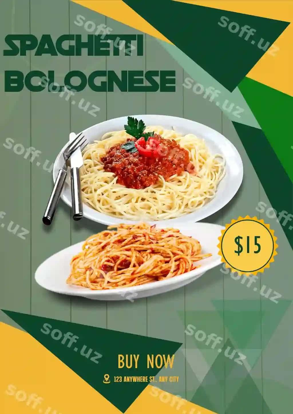 Ovqat sevimli reklama menyu afisha spagetti bolognese | Food favorite advertising menu poster spaghetti bolognese