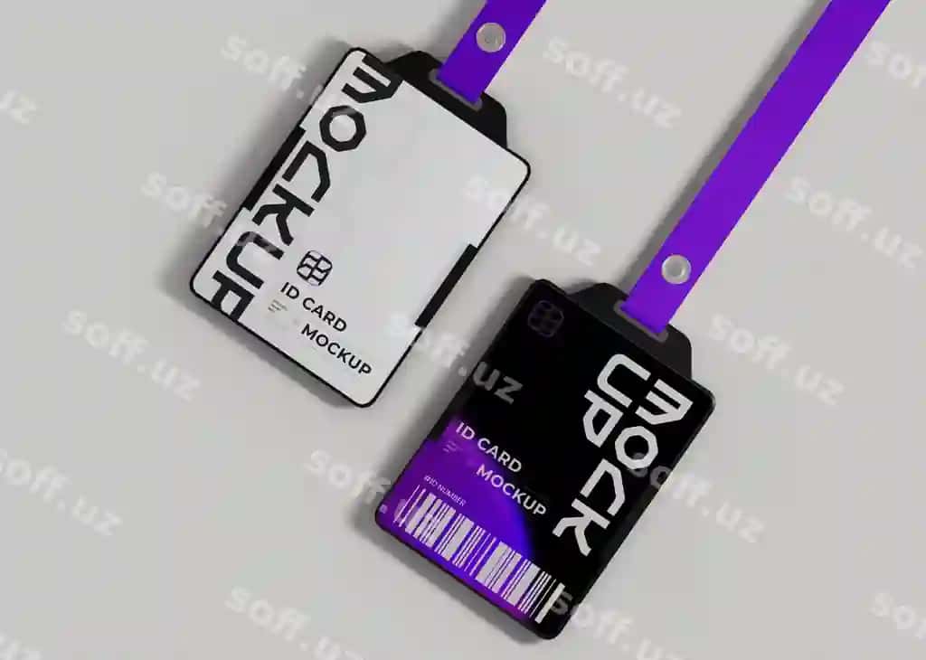 Asabli lanyard identifikatsiya kartasi namunasi ofisdagi ish joyi uchun | Hanging lanyard id card mockup workplace office use