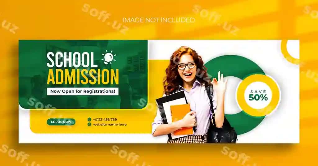 Maktabga qaytish Facebook timeline coveri veb banner shabloni | Back school facebook timeline cover web banner template