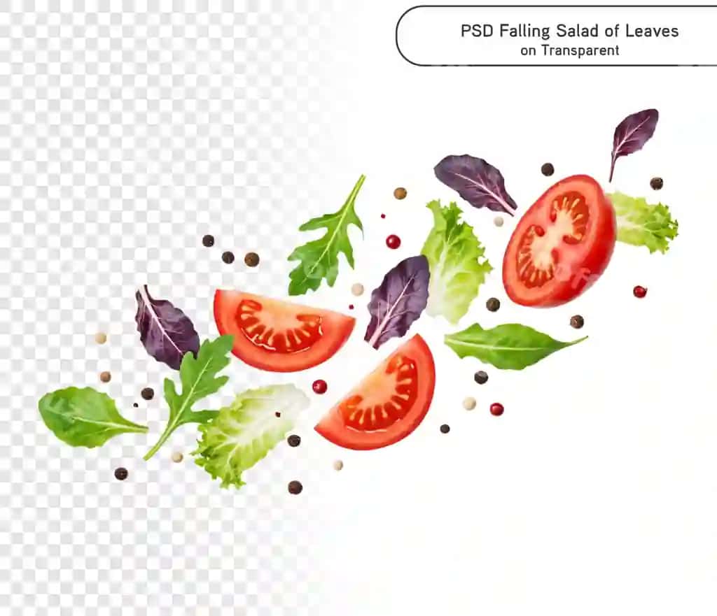 PSD PNG tushadigan salat rukkola suxar radikchiyo yashil muzdagi pomidorlar | Psd png falling salad rucola lettuce radicchio green froze tomatoes