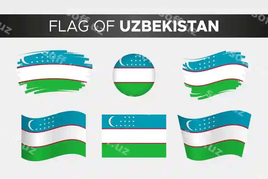 Milliy bayrogʻi Oʻzbekiston boʻratchiq chiziq dalgʻa shaklidagi doira tugma uslubi tekis | National flag uzbekistan brush stroke wavy circle button style flat