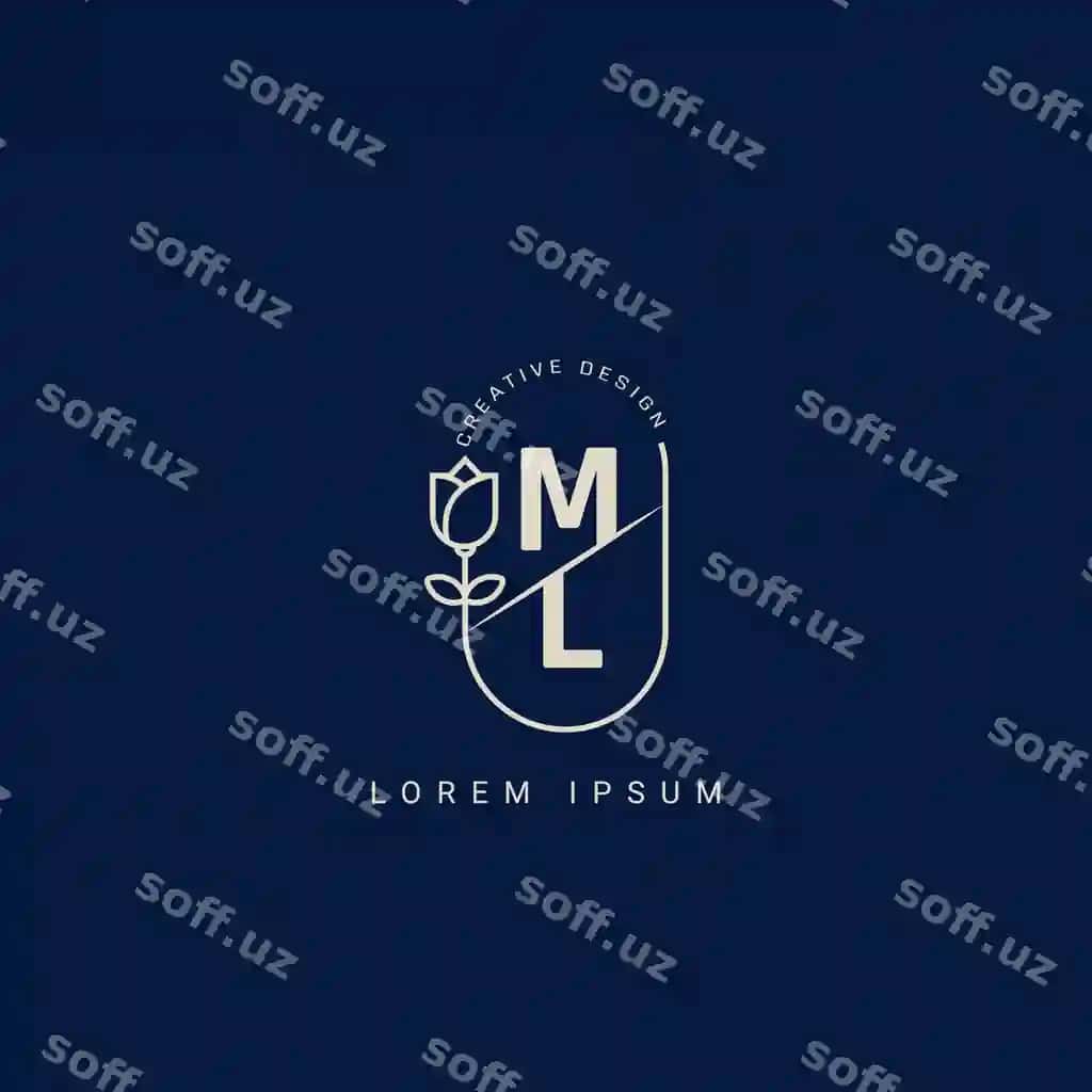 Harf ml lm ijodkor logotipi, go'zalik gulli kontseptsiyali, premium vektor. | Letter ml lm creative logo with beauty floral concept premium vector