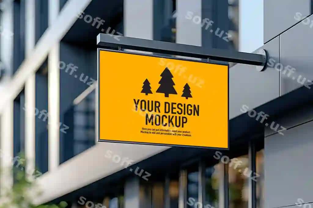 Bino fassadidagi belgi modeli generativ AI | Building facade sign mockup generative ai