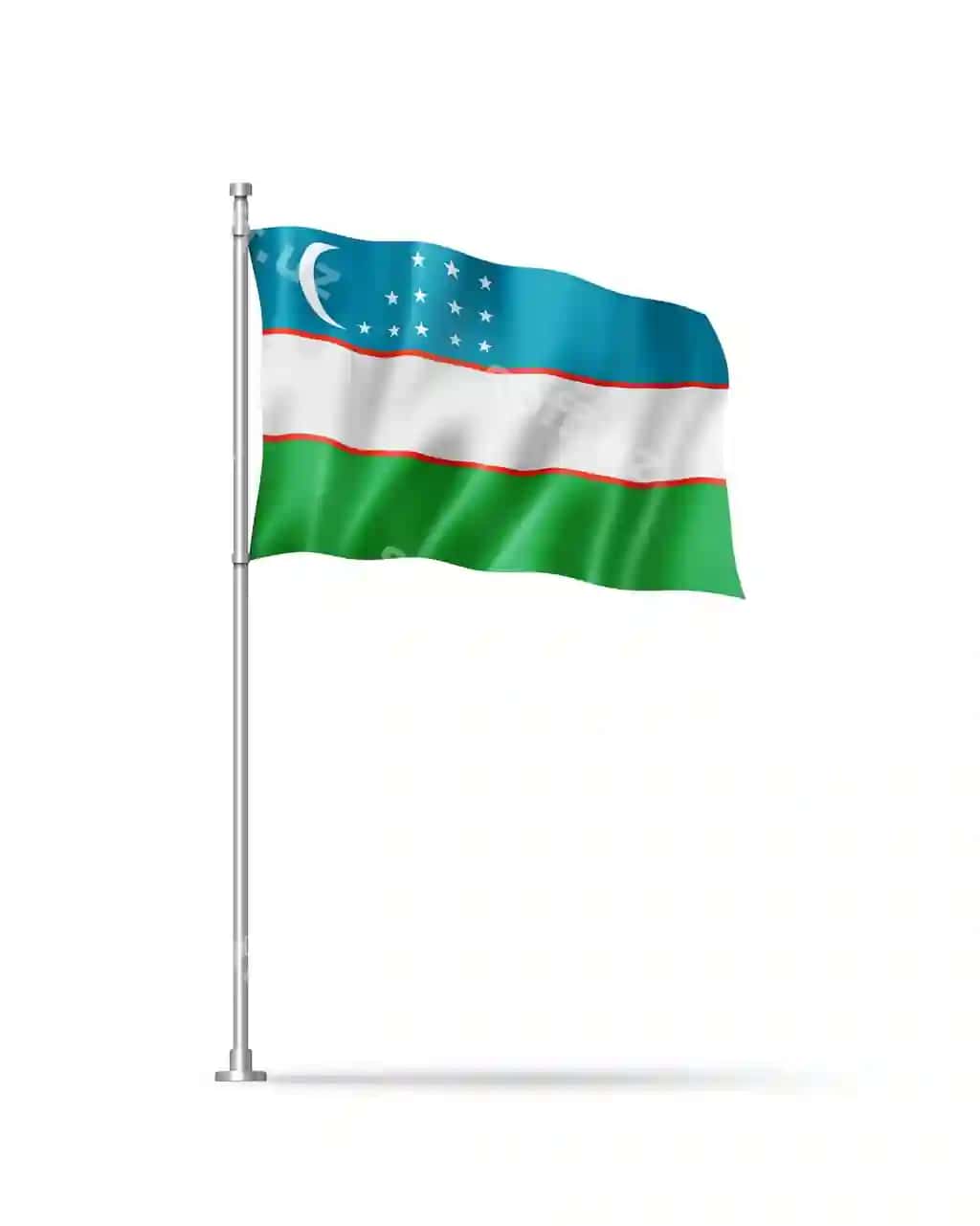 Oʻzbekiston bayrogʻi oq fonida | Uzbekistan flag isolated white