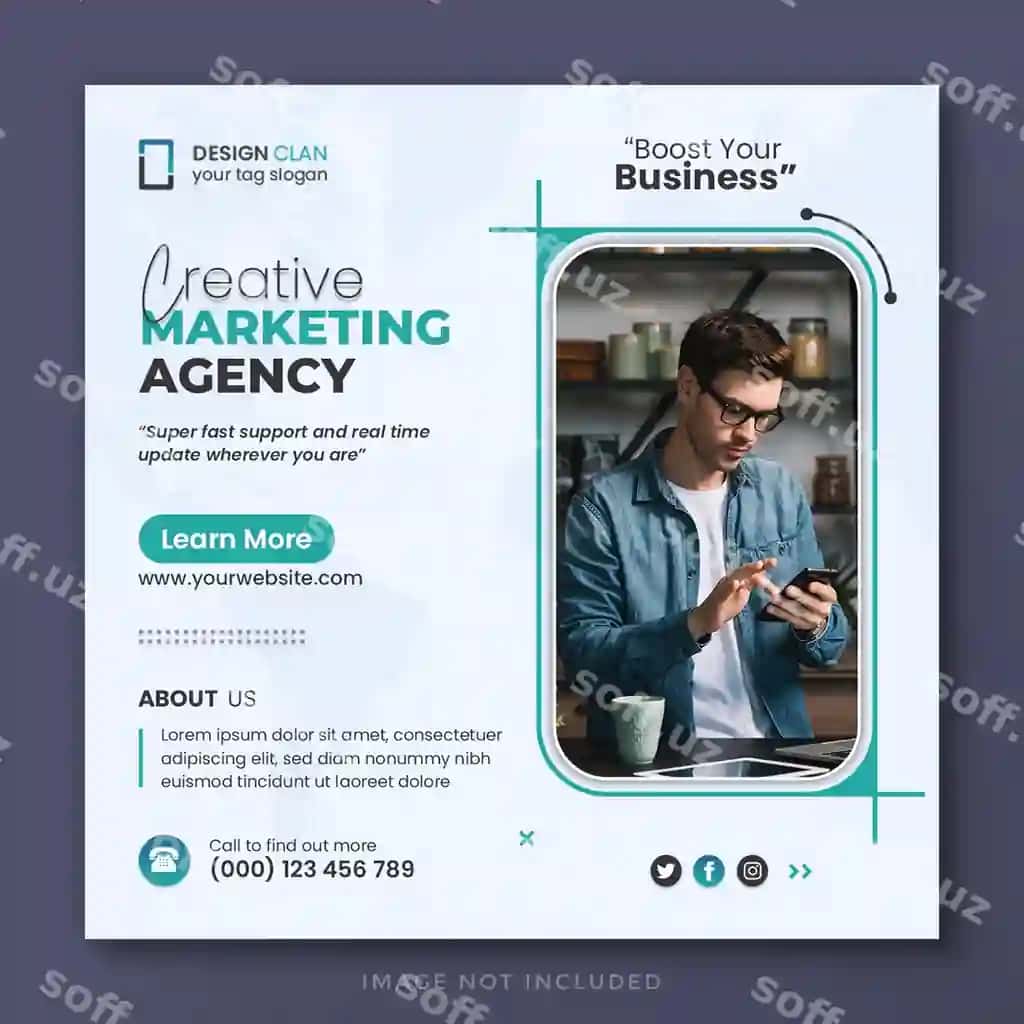 Raqamli marketing korporativ ijtimoiy media posti veb banner shabloni | Digital marketing corporate social media post web banner template