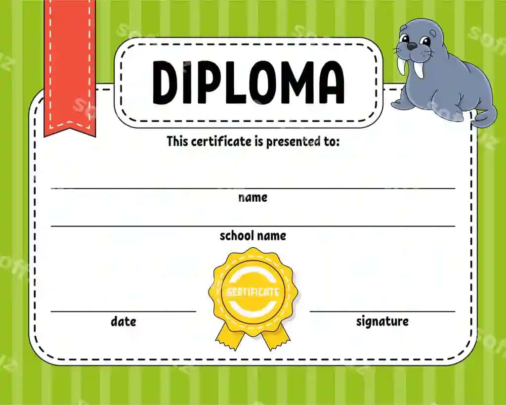 Diploma sertifikat shabloni maktab, maktabgacha yoshlar, bolalar uchun vektor | Diploma sertificate template school preschool kids children vector