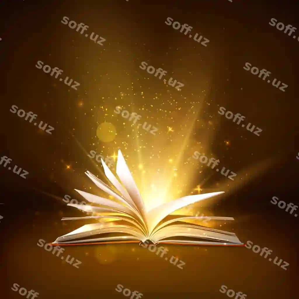 Yorqin sahifalari bilan sirli ochiq kitob sehrli yorug'lik bilan fantastik kitob | Mystery open book with shining pages fantasy book with magic light
