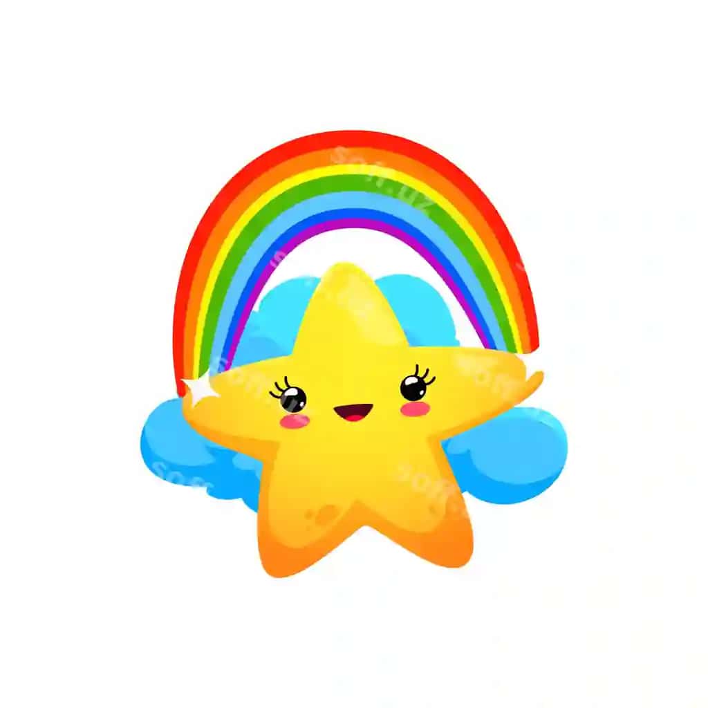Multfil'm chiroyli yulduz kawaii qahramon bo'ron bilan | Cartoon cute star kawaii character with rainbow