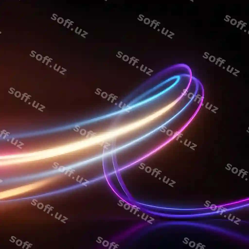 Kelajakchi anqarli rangli orqa fonda yorqin elektrli neon chiziqlar yoritadi | Futuristic abstract colorful background with glowing electric bright neon lines light