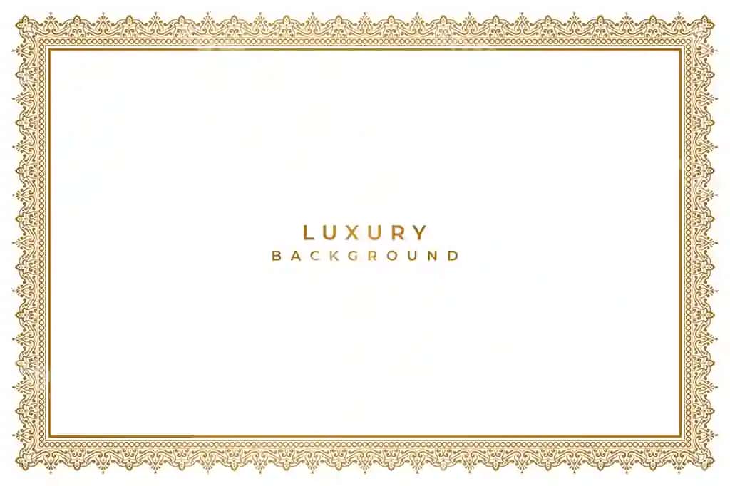 Oltin guvohnoma to‘g‘ri burchak chegarasi broshe chiziq namunasi turmali taklifnoma | Golden certificate rectangle border lace line pattern wedding invitation