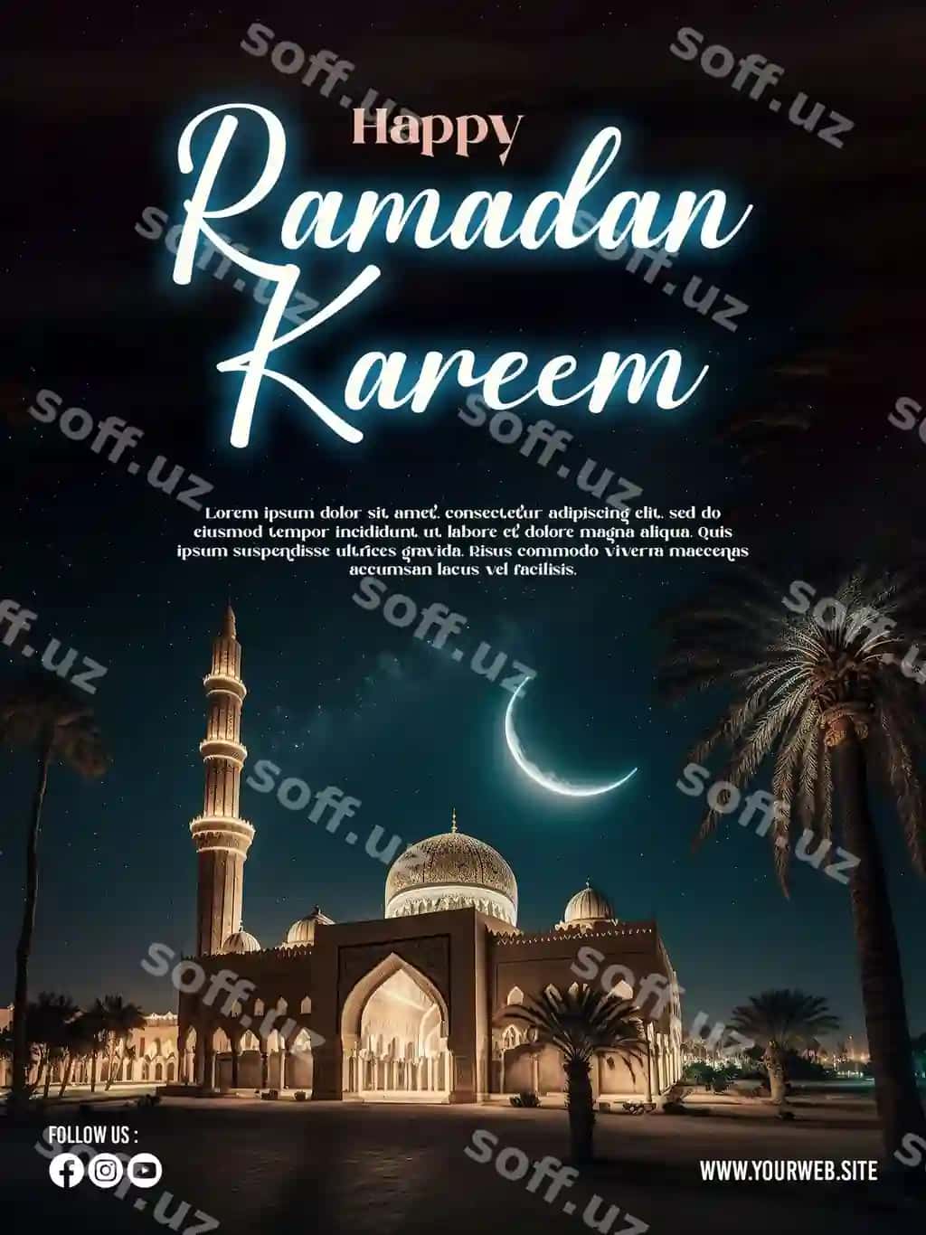 Ramadan posteri go'zal masjid foto bilan | Ramadan poster with photo beautiful mosque