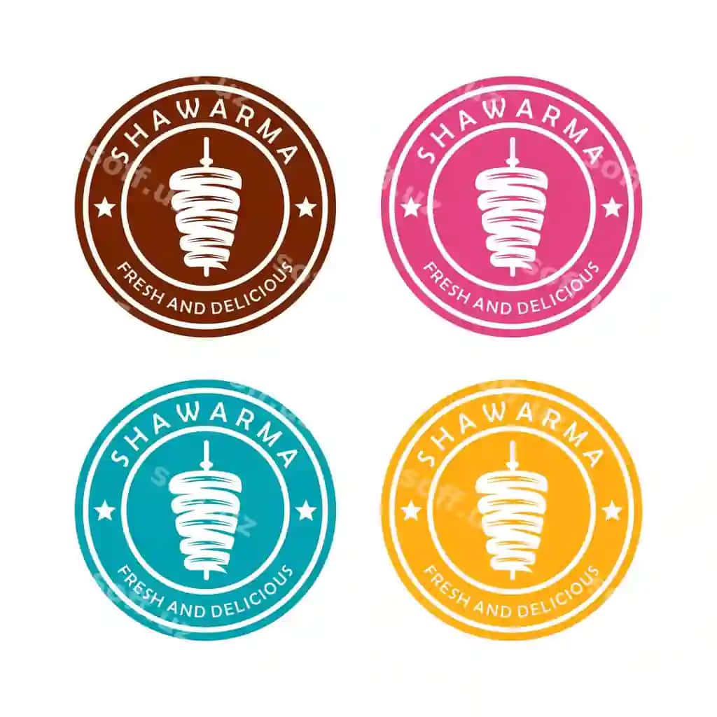 Shaurma logotip dizayn shabloni restoranlar bozorlar | Shawarma logo design template restaurants markets